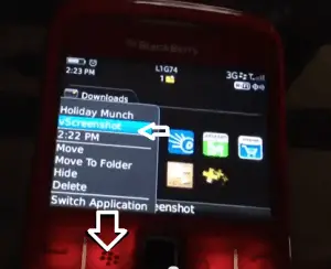 screenshot on blackberry torch