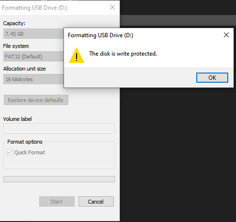 format write protected floppy disk