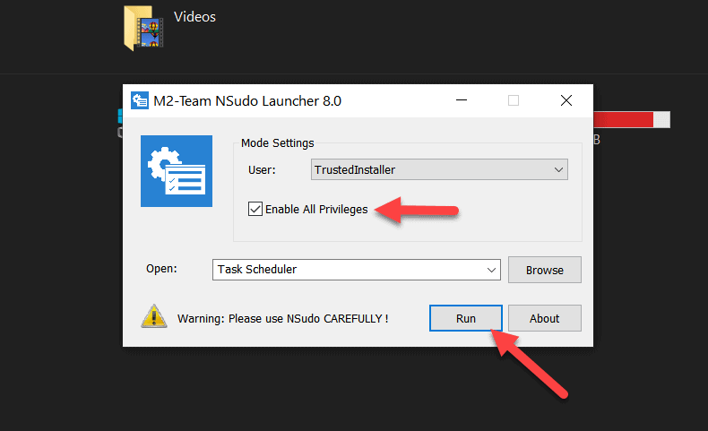 Run Application with NSudo All Privileges