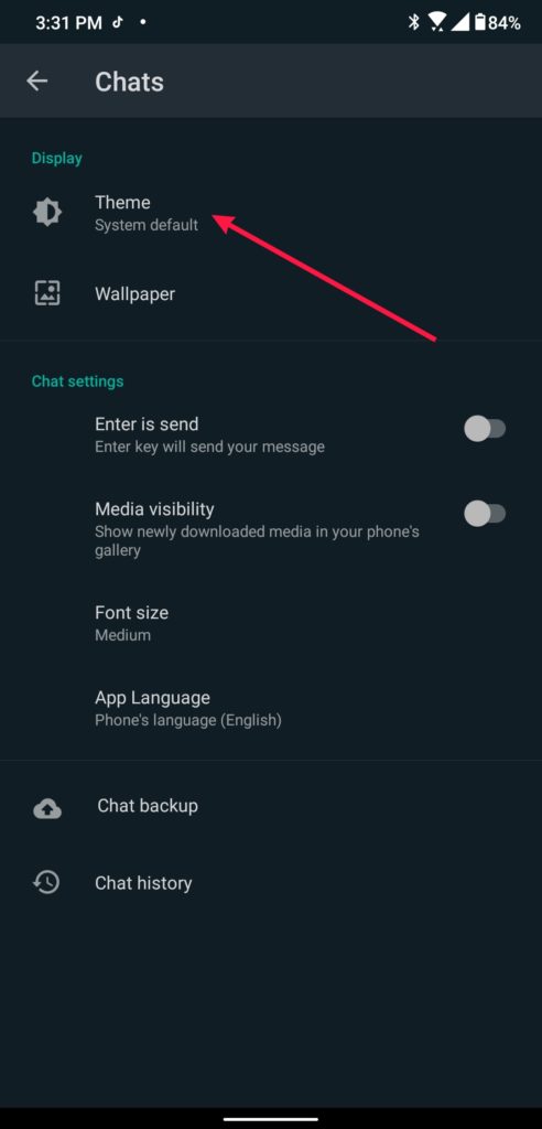 Whatsapp chat dark mode
