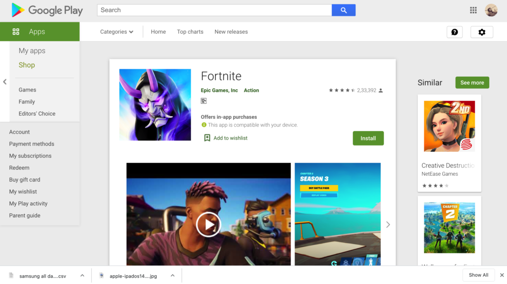 Download Fortnite on Nokia 7.2