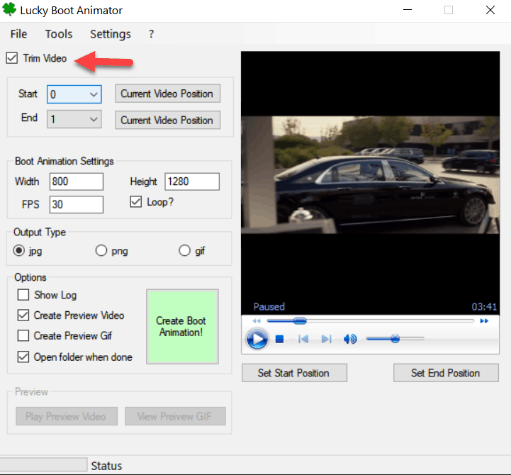 Lucky Boot animator trim video option