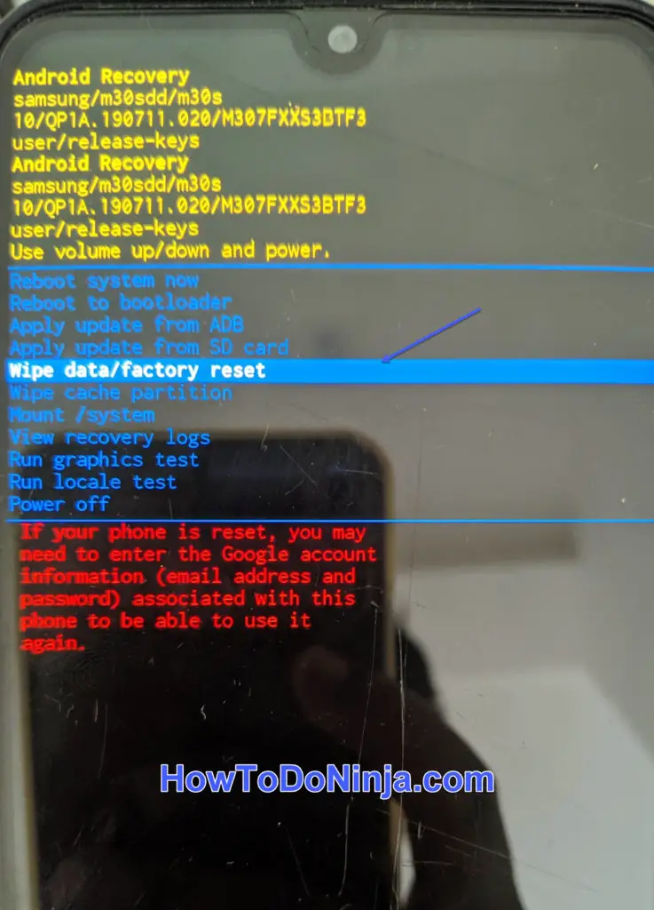 factory reset Galaxy Xcover FieldPro