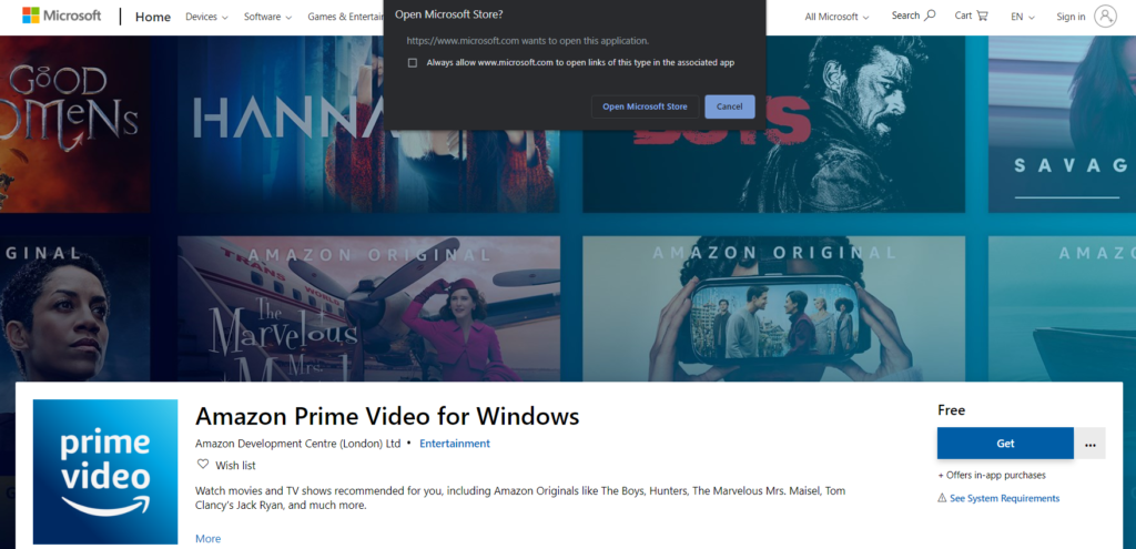 amazon prime video app download for pc