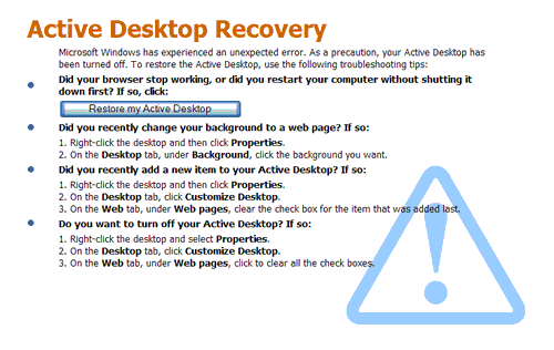 Windows XP Active Desktop Recovery