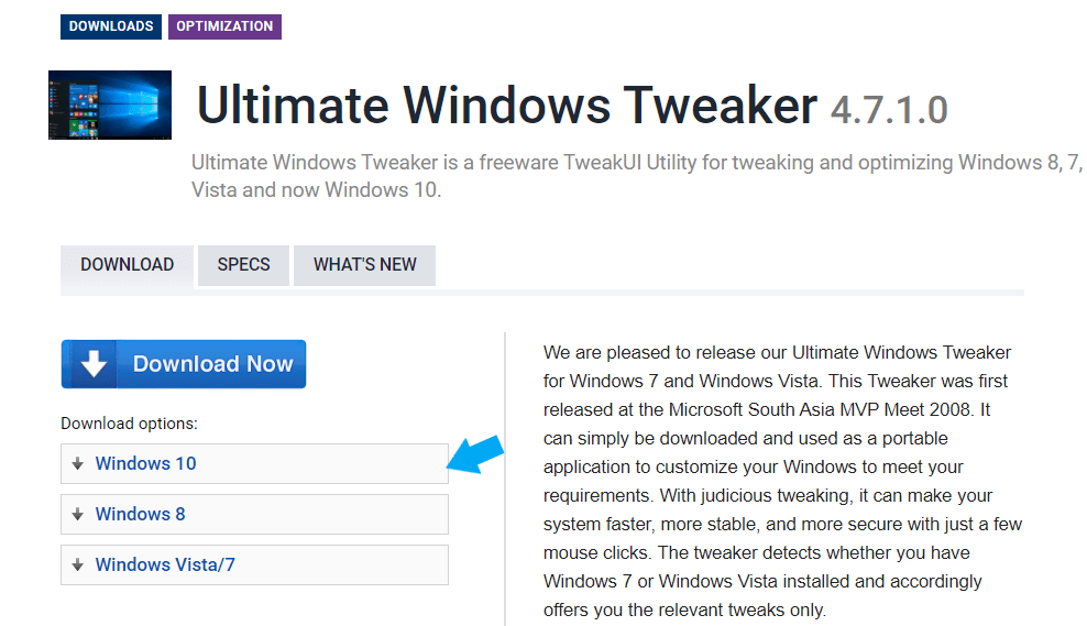 Ultimate Windows Tweaker 5.1 for windows instal