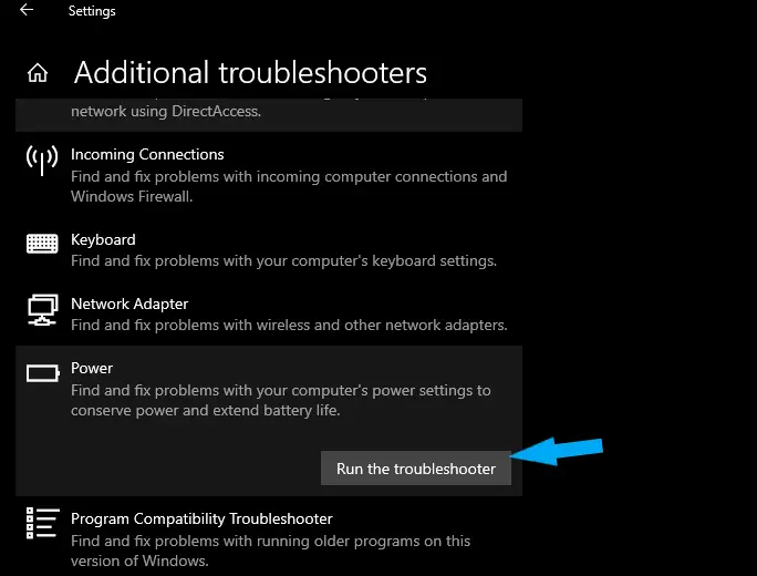 windows 10 there are no power options available