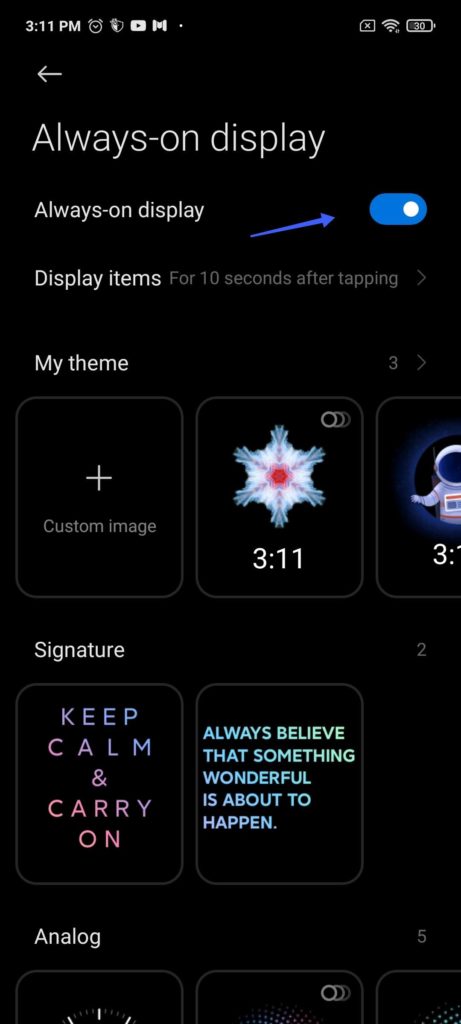 always on display mi watch