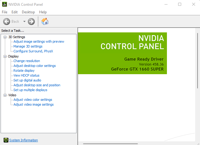 nvidia control panel not available