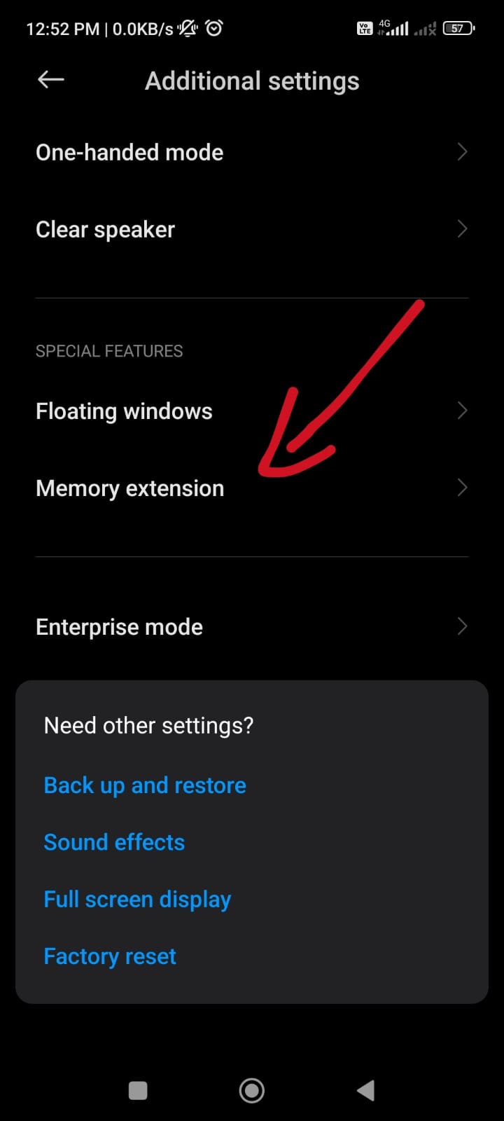 Increase ram in Redmi Note 11 Pro+ 5G step 2