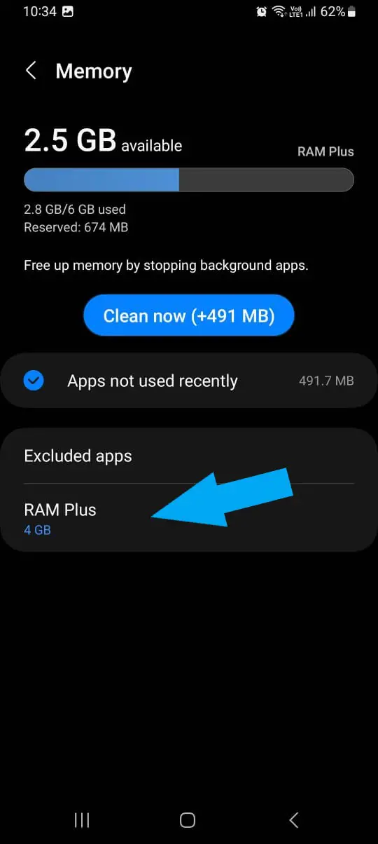 Increase ram in Galaxy A41 step 3